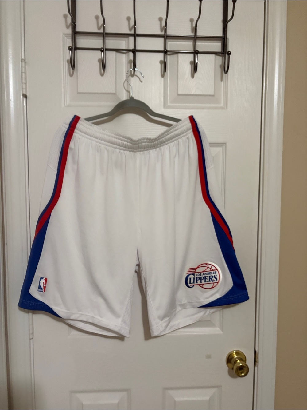 adidas White, Blue & Red Men's Athletic Basketball Shorts